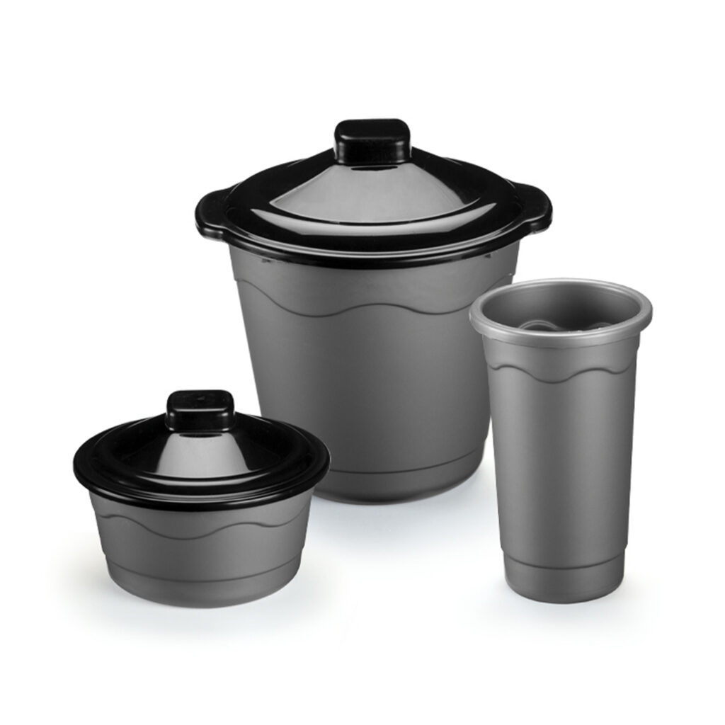 Kit 3 Peças Lixeira Pia 2,7L Porta Sabão 800ml Porta Detergente 500ml Plástico Cozinha Organização