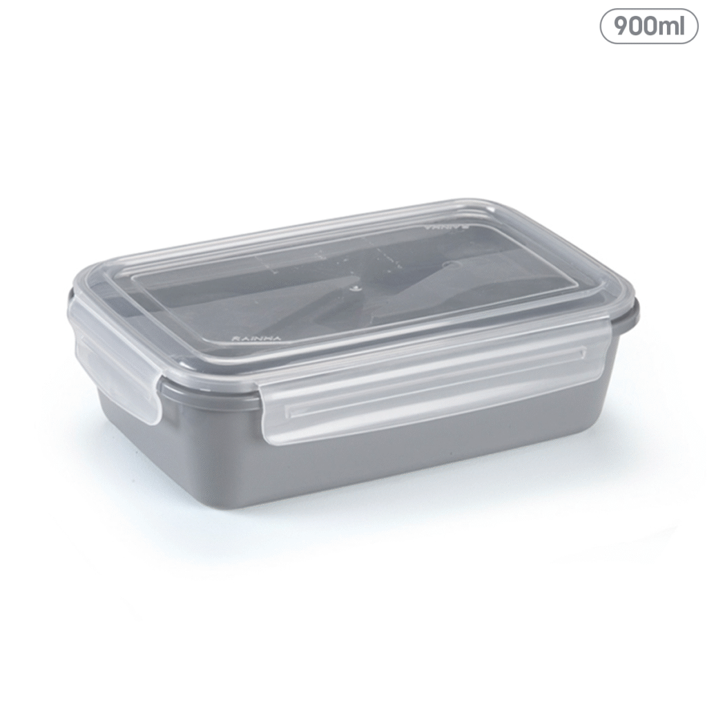 Marmita 900ml c/ Porta Talheres e Travas Pote Reutilizável Micro-ondas Freezer Plástico BPA Free